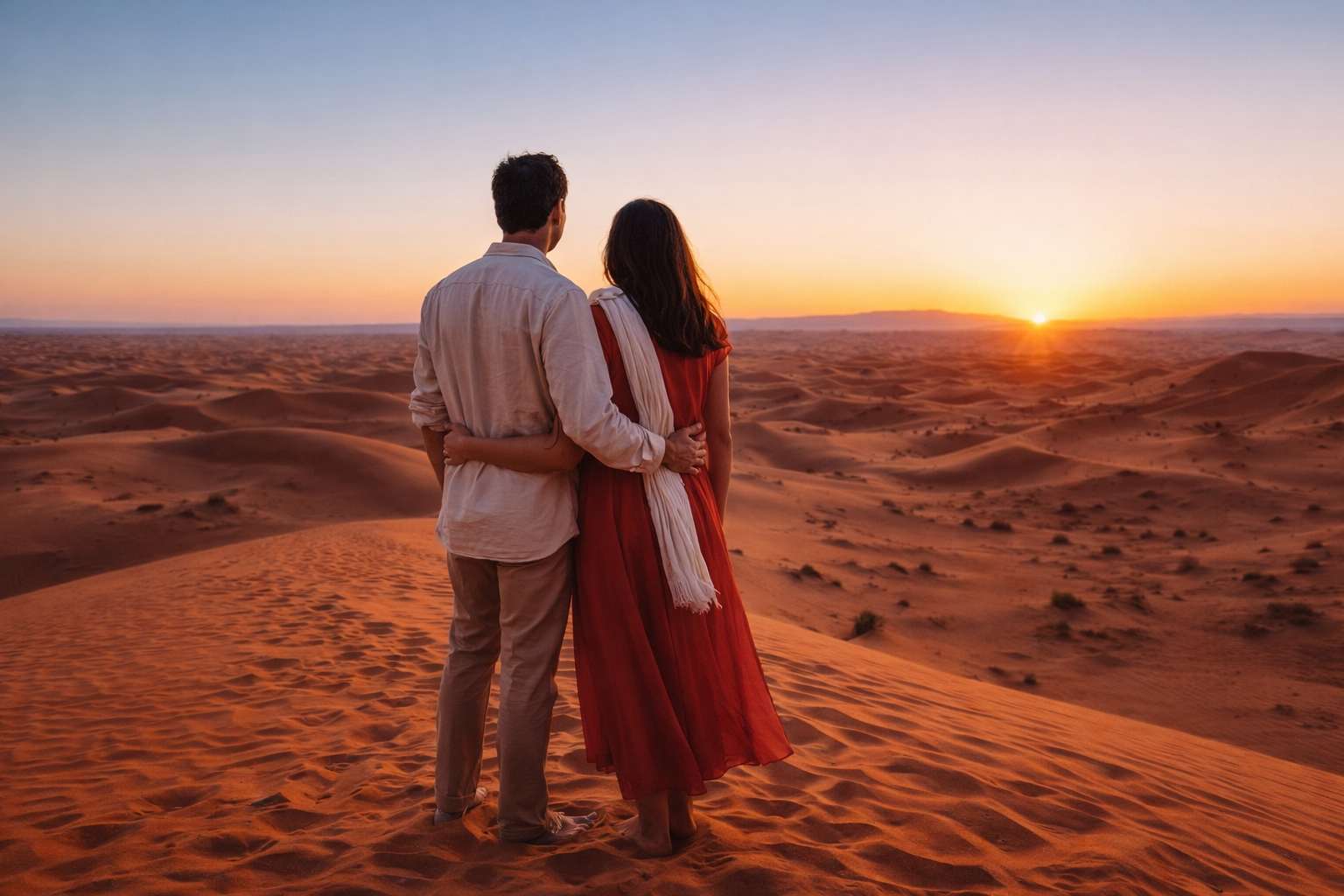 Private Morocco tour couple exploring Sahara desert